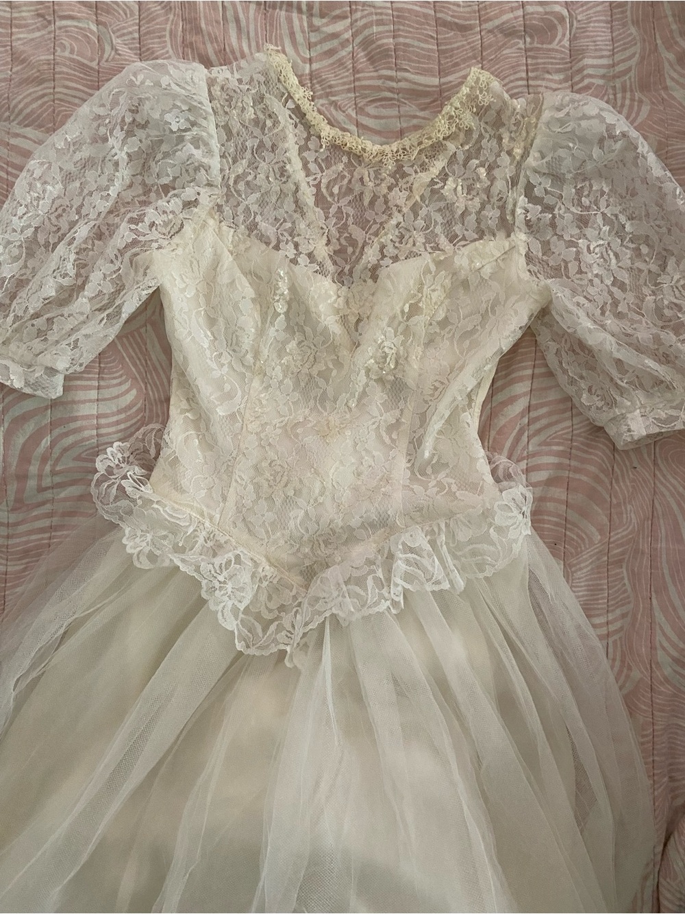 VINTAGE Gunne Sax Ivory Lace Bridal Bodice with Scalloped Trim